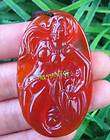 China red jade carved*cat*amulet pendant  