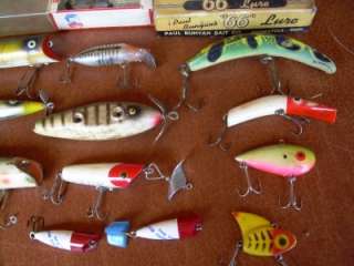   VINTAGE LURES FROM OLD FISHING TACKLE BOX CREEK CHUB HEDDON ARBOGAST