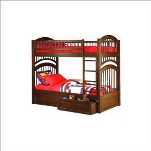 Twin over twin Atlantic Furniture Windsor Style Bunk Bed with Raised 