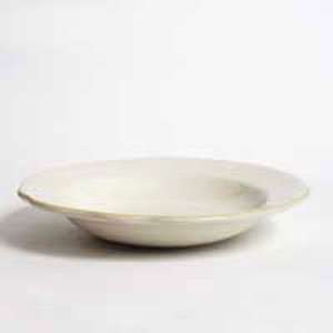   White (Ivory) China Soup Bowl With Gold Band 24/CS: Kitchen & Dining