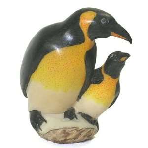  Mother & Baby Penguins Tagua Carving
