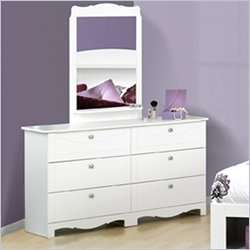 Nexera Dixie 6 Drawer Double Dresser and Mirror Set in White [247324]