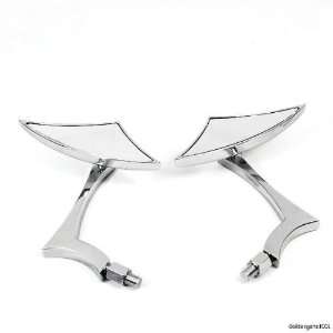 Chrome Sickle Side Rear View Mirror For Motorcycle 8mm 10mm Clockwise 