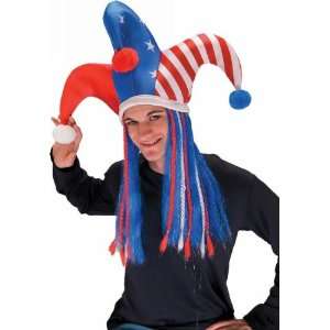  Patriotic Jester Hat with Hair Toys & Games