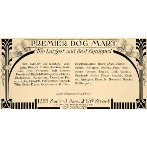 1926 Ad Premier Dog Mart NY Breeding Bulldogs and More 