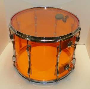 Ludwig Vistalite Amber 15 Marching Tom Rare Vintage Drum in Orange 