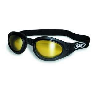  Foldable Goggles Black Frame Yellow Tint Mirror Lenses: Automotive
