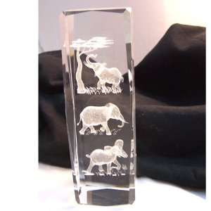    Elephants in Laser Art Crystal Paperweight: Everything Else
