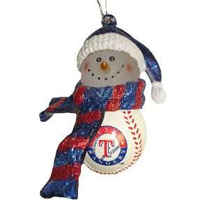   Texas Rangers MLB Home Run Snowman Christmas Ornament