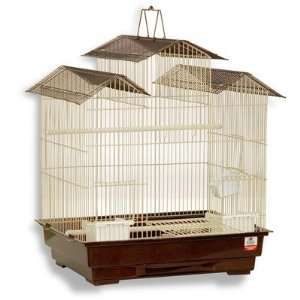    Three Peak Roof Bird Cage in River Rock / Ebony Brown