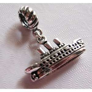 com Cruise ship, Large, Sterling Silver, Charm, Bead, European Style 