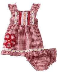 Youngland Baby Girls Infant Seersucker Gingham Eyelet Mixed Taping 