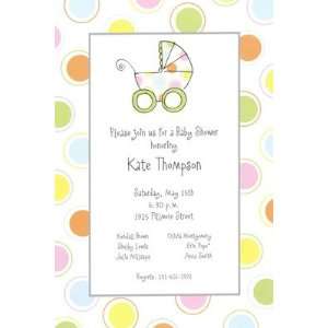 Stroller, Custom Personalized Baby Girl Shower Invitation, by Inviting 