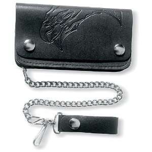 Carroll Leather 63825 Black 5 Pocket Biker Wallet with Eagle and Stars