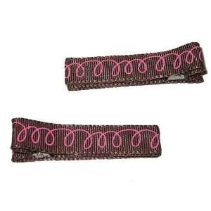    Pink & Brown Icing Swirl Barrettes Pair of Hair Clips Beauty