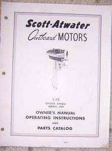 1960s Scott Atwater Outboard Motor 1   12 Deluxe Single 500 Manual 