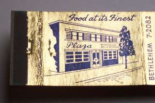 1950s Matchbook Plaza Food Delicatessen Bethlehem PA MB  