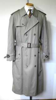 STAFFORD Mens Khaki Raincoat Trench Coat Zip Liner 44 R  