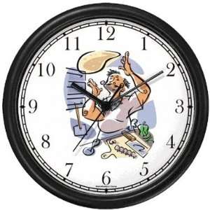 Italian Cook or Chef Tossing Pizza Wall Clock by WatchBuddy Timepieces 