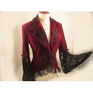 Elsie Massey #7473XL New Burgundy Velvet and Lace Sleeve Jacket w/Lace 