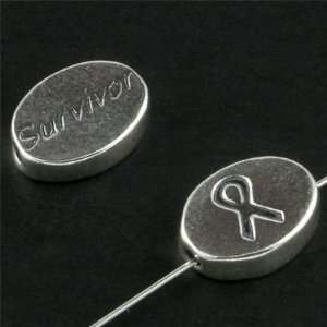  8mm Sterling Silver Ribbon & Survivor Message Bead: Arts 