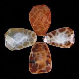  20mm faceted crab fire agate flat teardrop 4 beads