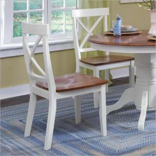 Home Styles Wood Dining Side Chair White & Cottage Oak Finish (Set of 