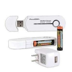  POWER 2000 USB POWERED AAA BATTERY CHARGER FOR NI MH AND 