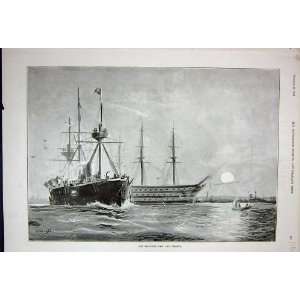   1891 Fine Art Old Flagships War Ships Boats Sun Birds: Home & Kitchen