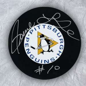  PIERRE LAROUCHE Pittsburgh Penguins SIGNED Hockey Puck 