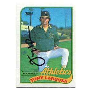  Tony LaRussa Autographed/Signed 1989 Topps Card Sports 