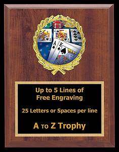   PLAQUE 6 x 8 NO LIMIT TOURNAMENT TROPHIES HOLD EM CARDS TROPHY AWARDS