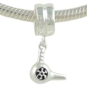  Petite Hair Dryer Dangle Bead Sterling Silver Charm for 