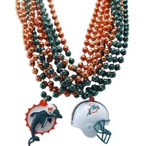 : NFL Miami Dolphins Team Medallion, Mini Helmet and Mardi Gras Bead 