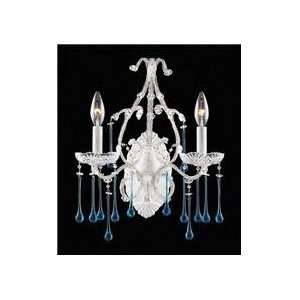  2 Light Wall Bracket In Antique White And Aqua Crystal 