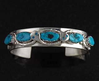   Calavaza Sterling Silver Turquoise Snake Bracelet Native American 925