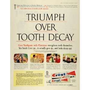  1956 Ad Triumph Tooth Stop Decay Crest Paste Fluoristan 