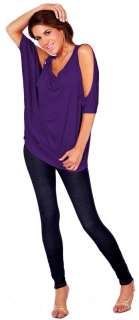 Draped Tunic Shirt Off Shoulder Dolman Style Sleeve Top  