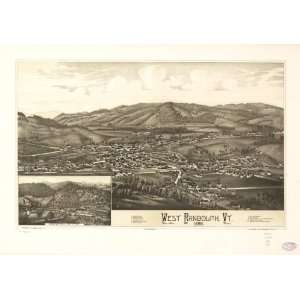  Historic Panoramic Map West Randolph, Vt. 1886. Burleigh 
