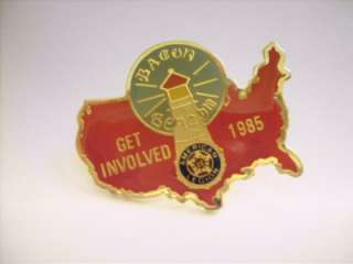 American Legion Bacon Beacon Get Involved 1985 Pin  