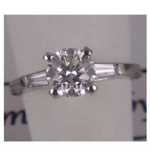 50ct Round Diamond Engagement Ring Tapered Baguettes  