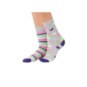  Lucci Stripes and Hearts Crew Socks   Gray: Sports 