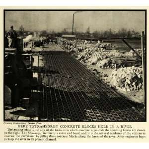  1935 Print Tetrahedron Concrete Blocks River Cement Art 