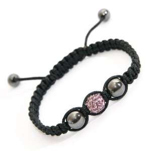  Charm Bracelet with Hematite Beads Adjustable Hand Braided Bracelet 
