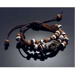   designs friendship bead charm leather bracelet for men & women New