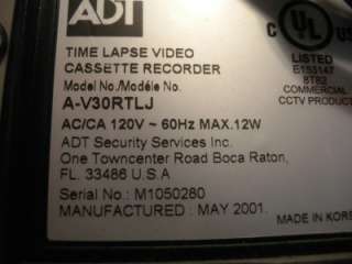 Here we have a ADT Time Lapse VCR A V30RTLJ This has been tested and 