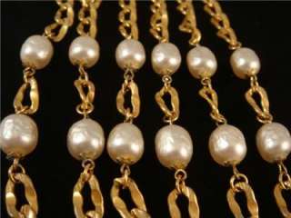 Miriam Haskell Faux Baroque Pearl Link Necklace 58 in.  