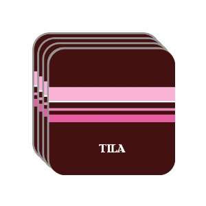 Personal Name Gift   TILA Set of 4 Mini Mousepad Coasters (pink 
