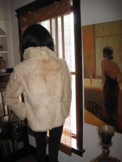Cream Rabbit Fur Cropped Jacket Bolero   Large  