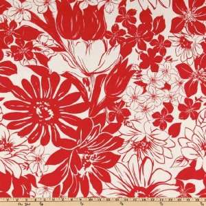   Poplin Floral White/Red Fabric By The Yard: Arts, Crafts & Sewing